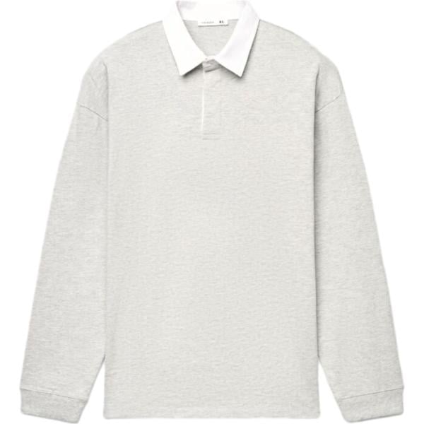 Polo da uomo in grigio chiaro collo a polo a maniche lunghe in viscosa Terranova Terranova