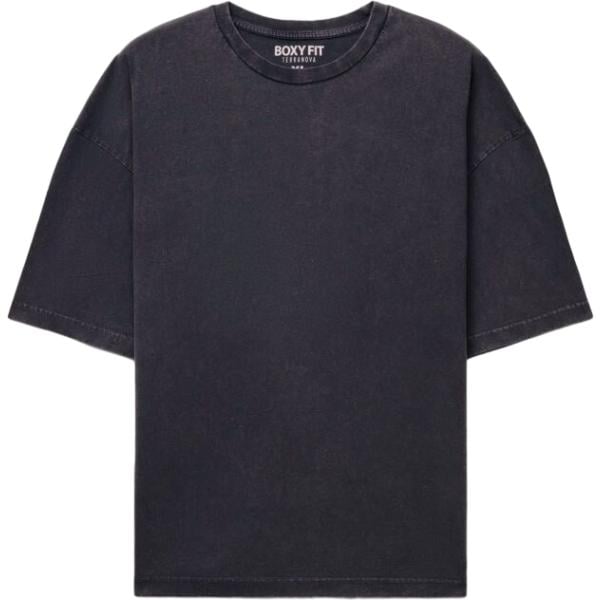 T-shirt da uomo boxy in blu scuro girocollo a maniche corte in cotone Terranova Terranova