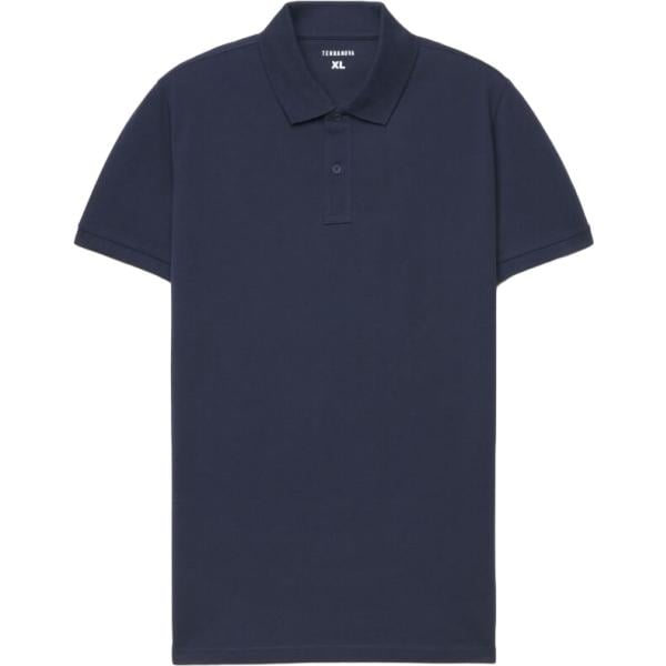 Polo da uomo in blu scuro a maniche corte in cotone Terranova