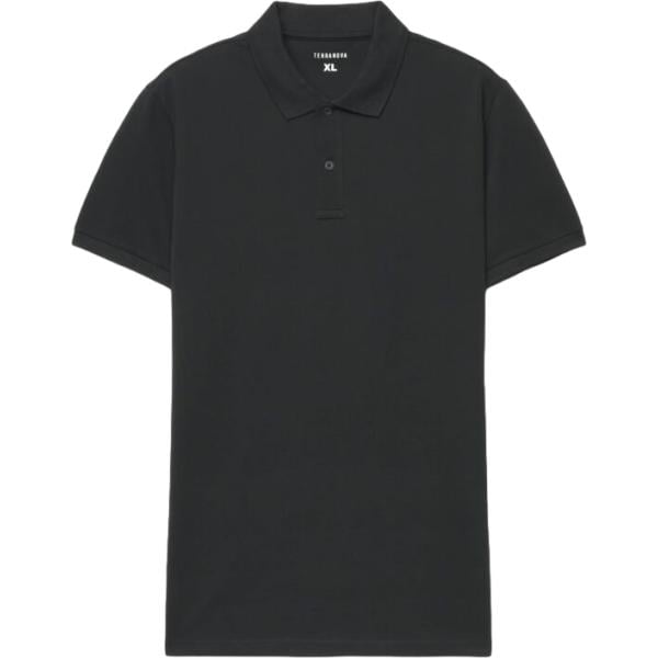 Polo da uomo in nero pece a maniche corte in cotone Terranova