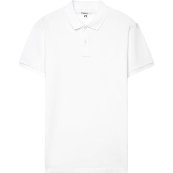Polo da uomo in bianco neve a maniche corte in cotone Terranova