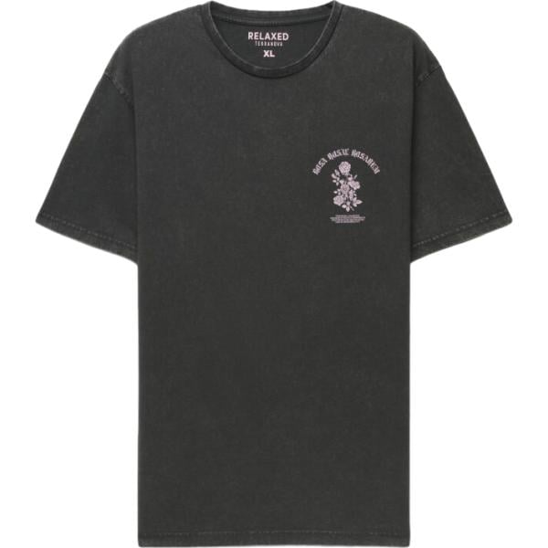 T-shirt da uomo in grigio scuro con stampe girocollo maxi a maniche corte in cotone Terranova