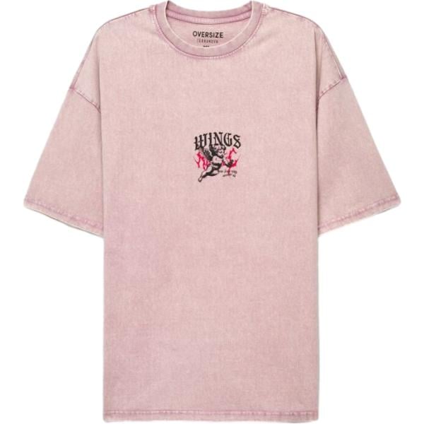 T-shirt da uomo in viola chiaro con stampe girocollo maxi a maniche corte in cotone Terranova