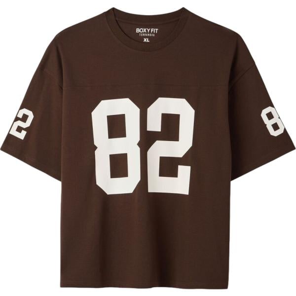 t-shirt Terranova marrone con stampe