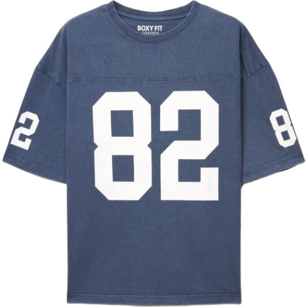 T-shirt sportiva da uomo in blu scuro con stampe girocollo maxi a maniche corte in cotone Terranova