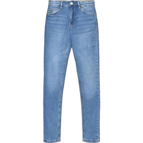 Jeans skinny da donna in blu medio lungo con zip in denim Terranova
