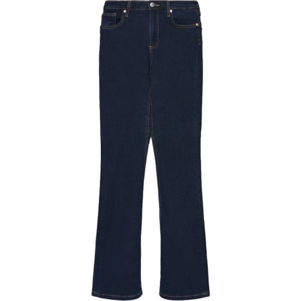 Jeans a zampa da donna in blu scuro lungo a vita alta con zip in viscosa Terranova
