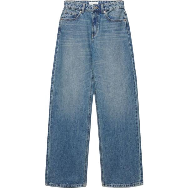 Jeans da donna in blu scuro a vita media con zip in denim Terranova