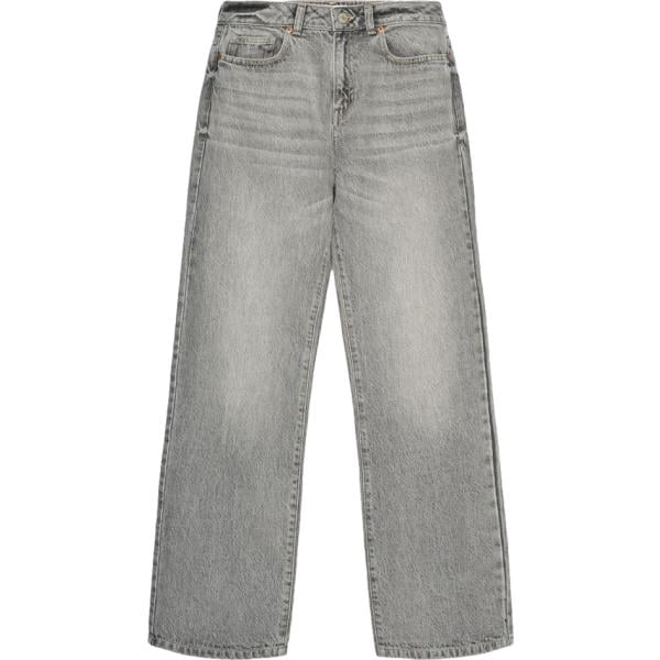 Jeans dritti da donna in grigio chiaro cinque tasche con zip in denim Terranova