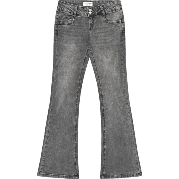 Jeans bootcut da donna in grigio scuro corto con zip in denim Terranova