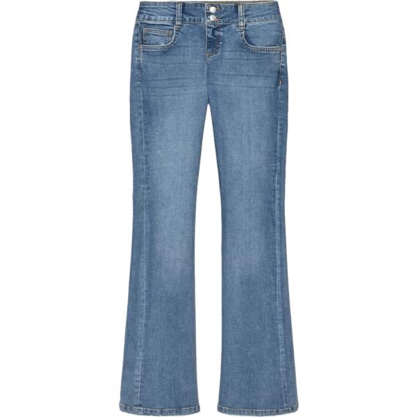 Jeans a zampa da donna in azzurro lungo con zip in viscosa Terranova