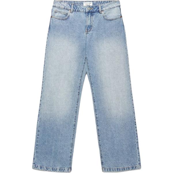 Jeans da donna in azzurro lungo a vita bassa con zip in denim Terranova