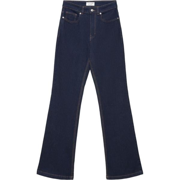 Jeans bootcut da donna in blu scuro lungo a vita media con zip in denim Terranova