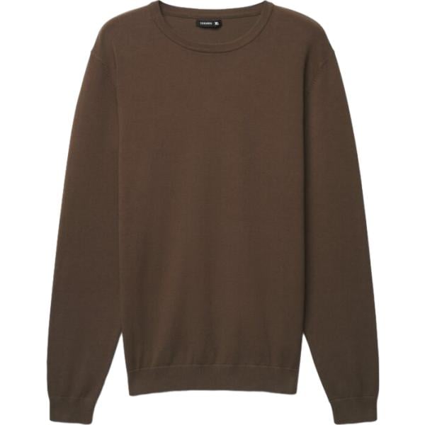 Maglione da uomo in marrone scuro con scollo a maniche lunghe Terranova