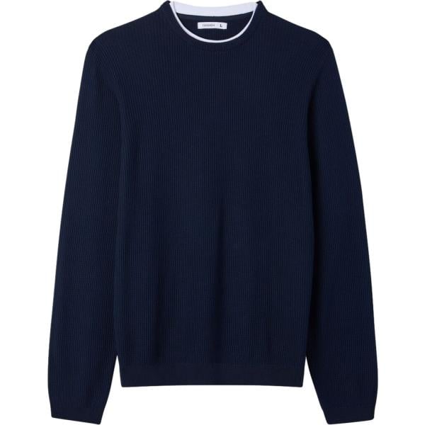 Maglione da uomo in blu scuro con scollo a maniche lunghe in cotone Terranova