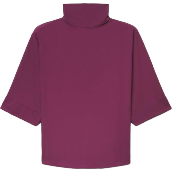 Blusa da donna a goccia in viola scuro collo alto senza tasche Terranova
