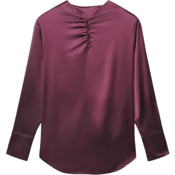 Camicia da donna in viola scuro a maniche lunghe in poliestere Terranova