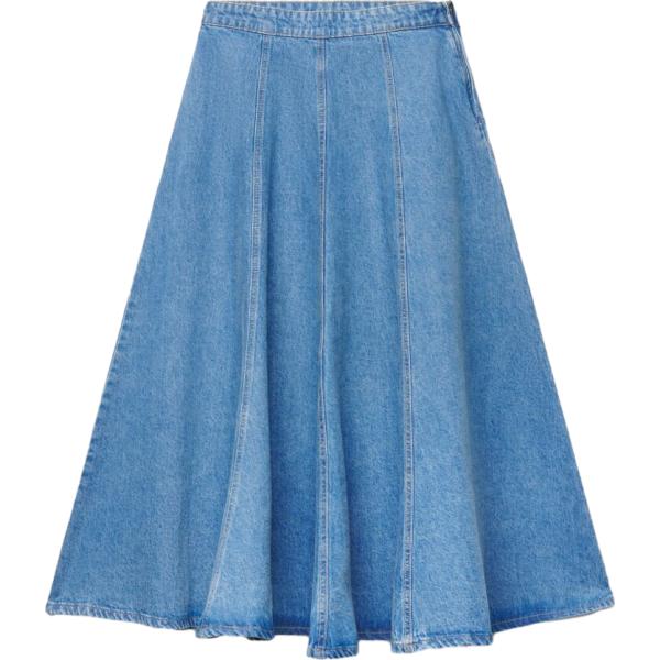 Gonna lunga da donna in blu medio lungo con zip in cotone Terranova