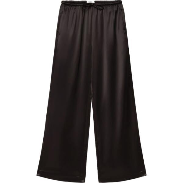Pantaloni a palazzo da donna in grigio scuro con coulisse in poliestere Terranova