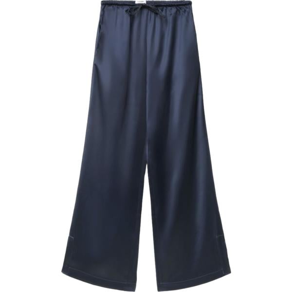 Pantaloni a palazzo da donna in blu scuro con coulisse in poliestere Terranova
