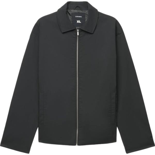 Cappotto da uomo in nero pece a maniche lunghe con zip in viscosa Terranova