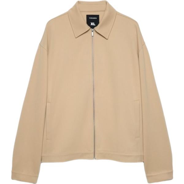 Cappotto da uomo in beige sabbia con zip Terranova