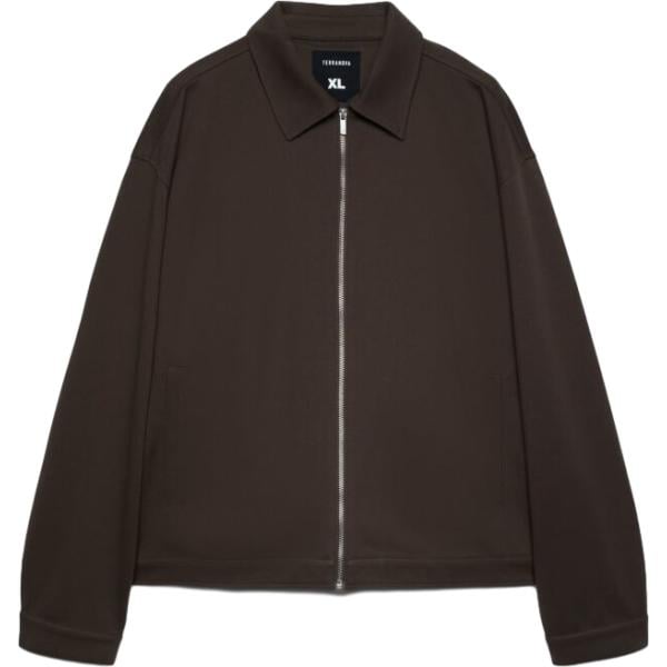 Cappotto da uomo in marrone scuro a maniche lunghe con zip Terranova Terranova