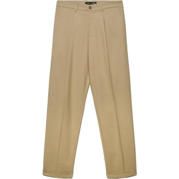 Pantaloni chino da uomo in marrone chiaro con zip in viscosa Terranova