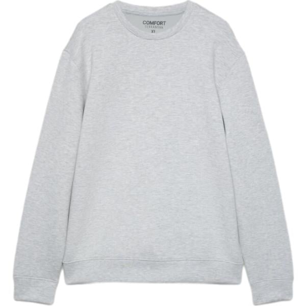Felpa da uomo in grigio chiaro collo senza cappuccio a maniche lunghe con zip in viscosa Terranova