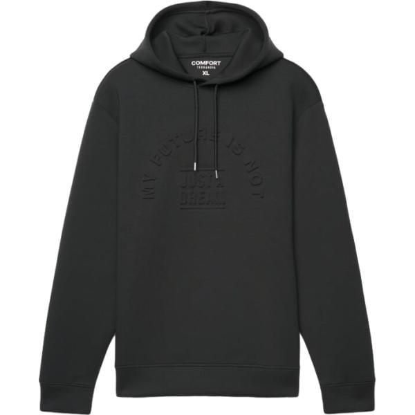 Felpa con cappuccio da uomo in nero pece con stampe collo con cappuccio a maniche lunghe con zip in viscosa Terranova