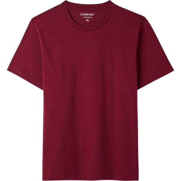 T-shirt da uomo in bordeaux girocollo a maniche corte in cotone Terranova