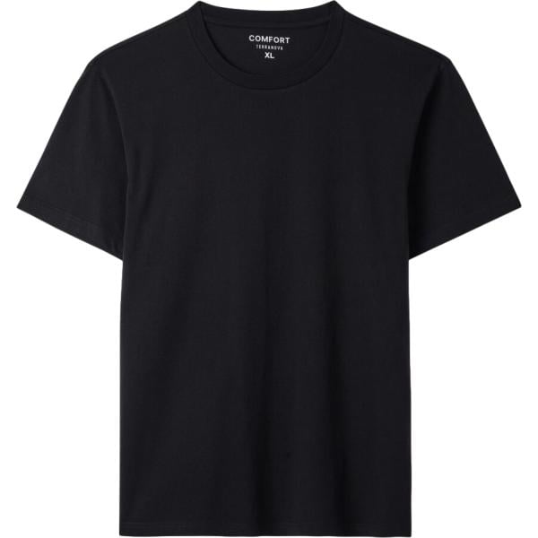 T-shirt da uomo in nero pece girocollo a maniche corte in cotone Terranova