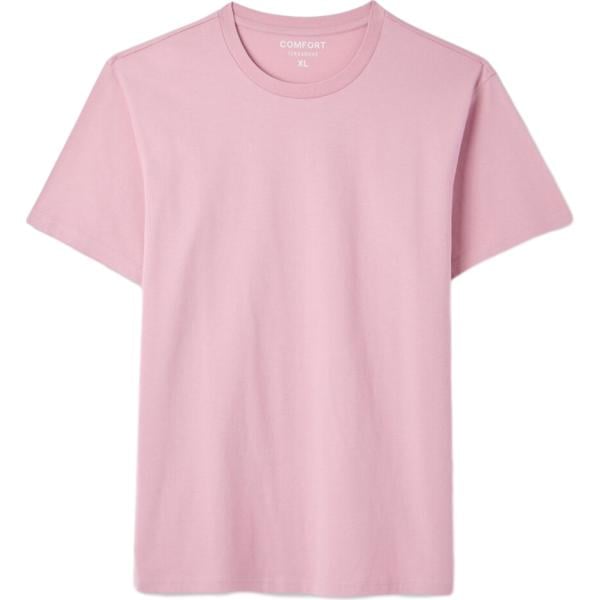 T-shirt da uomo in rosa chiaro girocollo a maniche corte in cotone Terranova