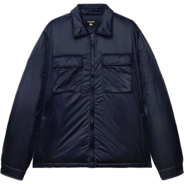 Cappotto da uomo in blu scuro collo classico a maniche lunghe con zip Terranova Terranova