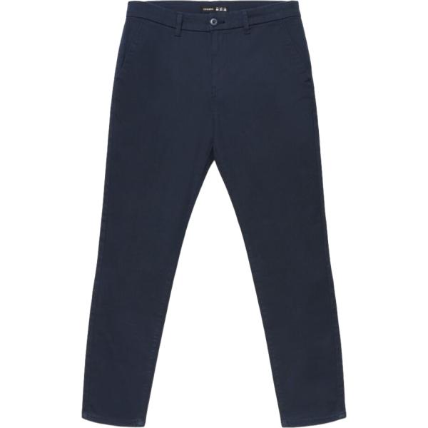 Pantaloni chino da uomo in blu scuro lungo con zip in cotone Terranova