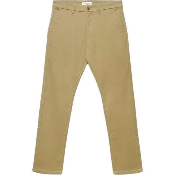 Pantaloni chino da uomo in marrone chiaro con zip in cotone Terranova