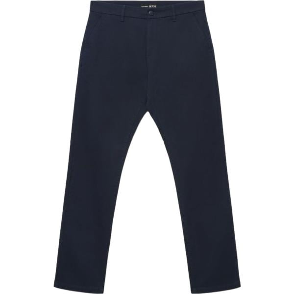 Pantaloni chino da uomo in blu scuro con zip in cotone Terranova