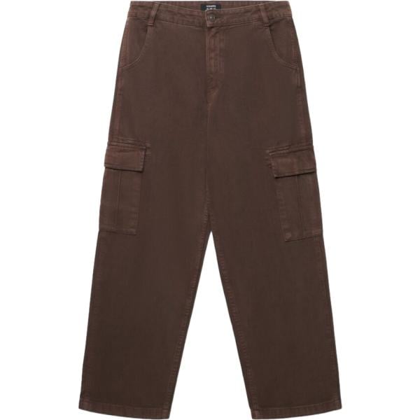 Pantaloni cargo da uomo in marrone scuro lungo in cotone Terranova
