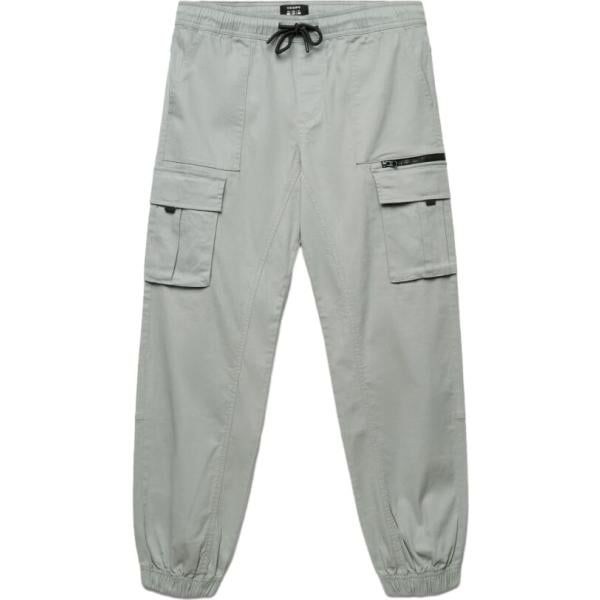 Pantaloni cargo da uomo in grigio chiaro con zip in cotone Terranova