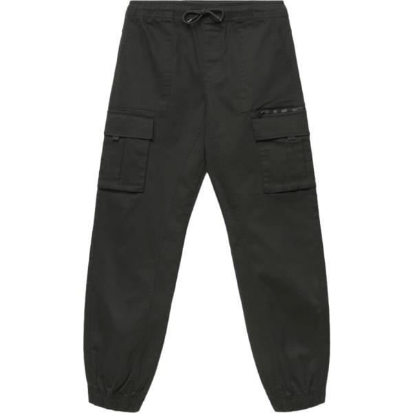Pantaloni cargo da uomo in nero pece con zip in cotone Terranova