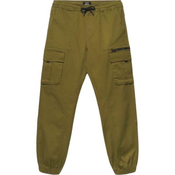 Pantaloni cargo da uomo in marrone scuro con zip in cotone Terranova