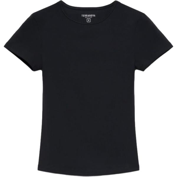 T-shirt sportiva da donna in nero pece girocollo a maniche corte Terranova
