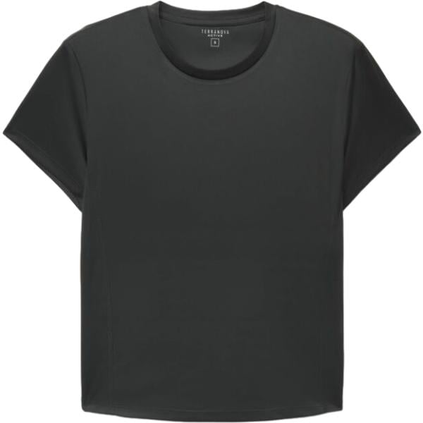 T-shirt sportiva da donna in grigio scuro con scollo a maniche corte Terranova