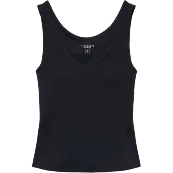 Top sportivo da donna in nero pece collo a v Terranova