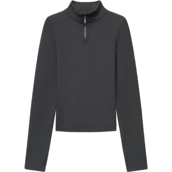 T-shirt sportiva da donna in grigio scuro collo alto a maniche lunghe con zip Terranova Terranova