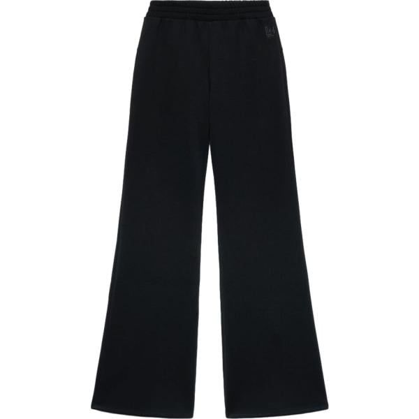 Pantaloni sportivi da donna in nero pece maxi a vita alta in viscosa Terranova