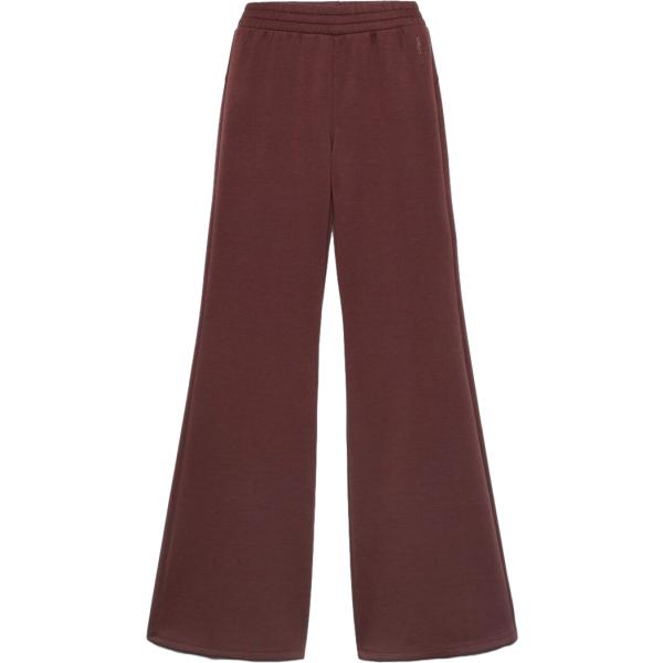 Pantaloni sportivi da donna in marrone scuro maxi a vita alta in viscosa Terranova