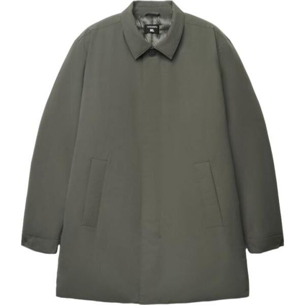 Trench da uomo in verde oliva collo classico lungo a maniche lunghe con bottoni Terranova