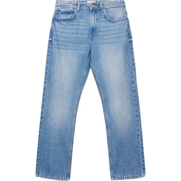 Jeans dritti da uomo in blu scuro cinque tasche con zip in denim Terranova