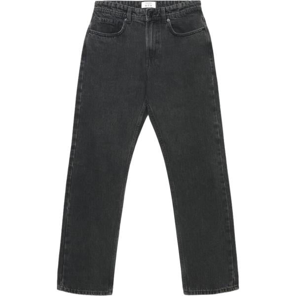 Jeans dritti da uomo in grigio scuro lungo con zip in denim Terranova